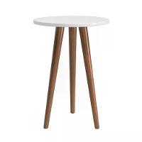 Mesa De Canto Theo Branco Fosco Com Pés Amadeirado - Reller Móveis Branco Fosco - 1