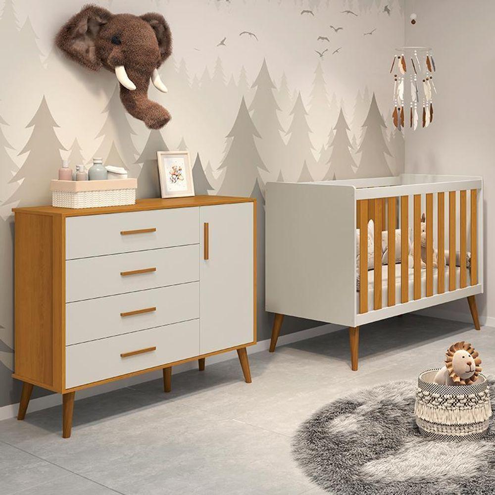 Jogo De Quarto Infantil Isis Cômoda 1 Porta E Berço Areia Savana - Reller Móveis Areia Savana - 6