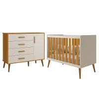 Jogo De Quarto Infantil Isis Cômoda 1 Porta E Berço Areia Savana - Reller Móveis Areia Savana - 1