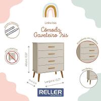 Jogo De Quarto Infantil Isis Cômoda 4 Gavetas E Berço Areia - Reller Móveis Areia - 2