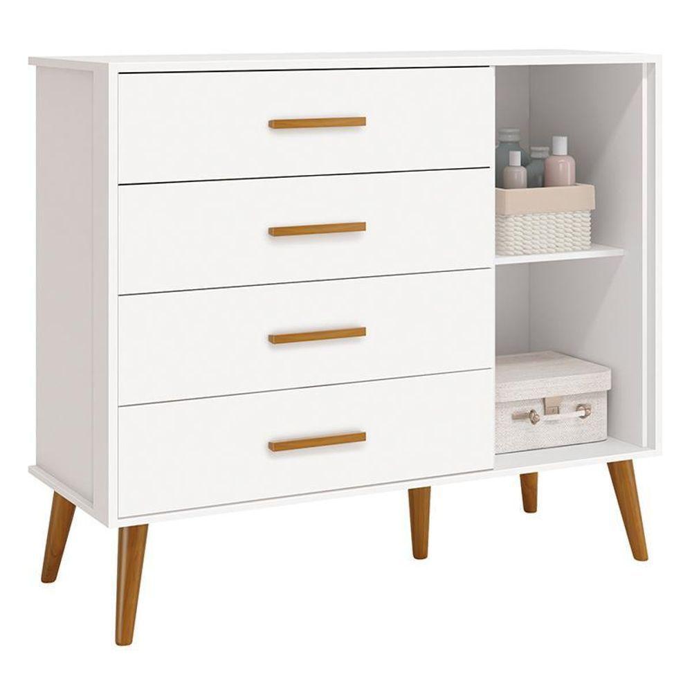 Jogo De Quarto Infantil Isis Cômoda 1 Porta E Berço Branco - Reller Móveis Branco - 4