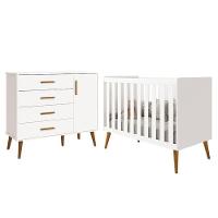 Jogo De Quarto Infantil Isis Cômoda 1 Porta E Berço Branco - Reller Móveis Branco - 1