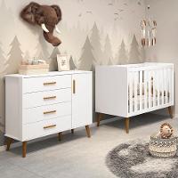 Jogo De Quarto Infantil Isis Cômoda 1 Porta E Berço Branco - Reller Móveis Branco - 6