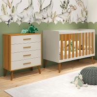 Jogo De Quarto Infantil Isis Cômoda 4 Gavetas E Berço Areia Savana - Reller Móveis Areia Savana - 6