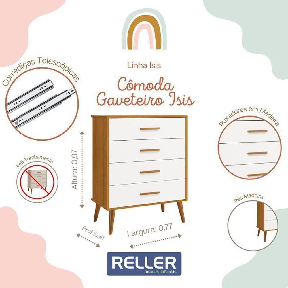 Jogo De Quarto Infantil Isis Cômoda 4 Gavetas E Berço Branco Savana - Reller Móveis Branco Savana - 2
