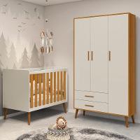 Jogo De Quarto Infantil Isis Guarda Roupa 3 Portas E Berço Areia Savana - Reller Móveis Areia Savana - 6