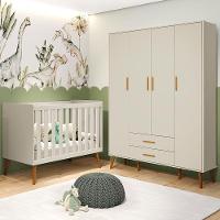 Jogo De Quarto Infantil Isis Guarda Roupa 4 Portas E Berço Areia - Reller Móveis Areia - 6