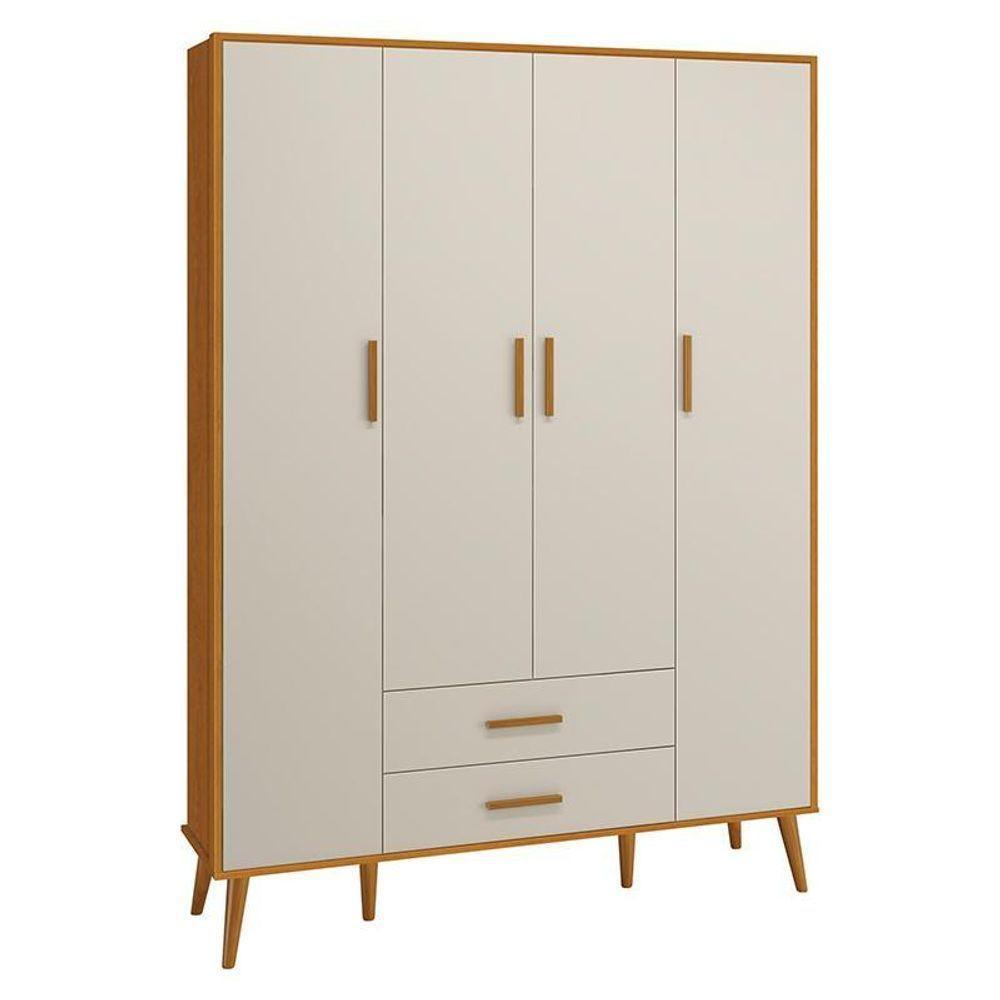 Jogo De Quarto Infantil Isis Guarda Roupa 4 Portas E Berço Areia Savana - Reller Móveis Areia Savana - 5