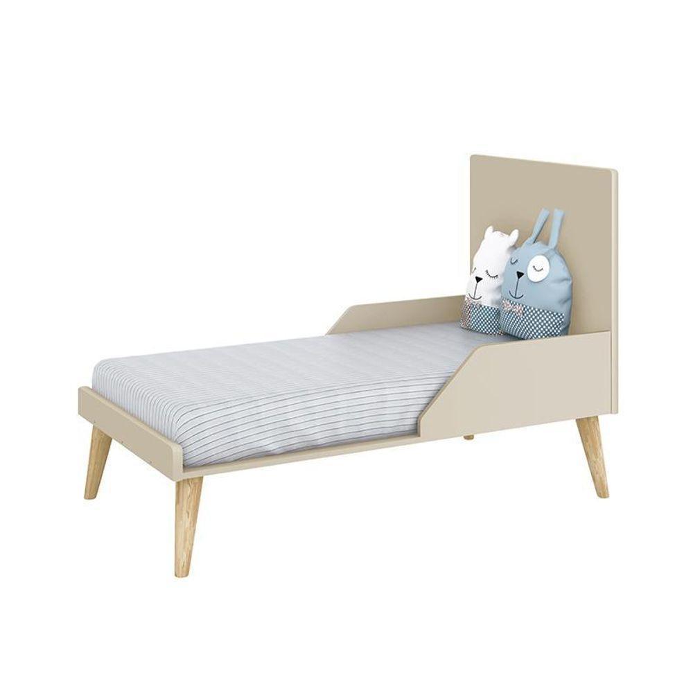 Jogo De Quarto Infantil Theo Cômoda 6 Gavetas E Berço Areia Fosco Com Pés Madeira Natural - Reller Móveis Areia Fosco - 2