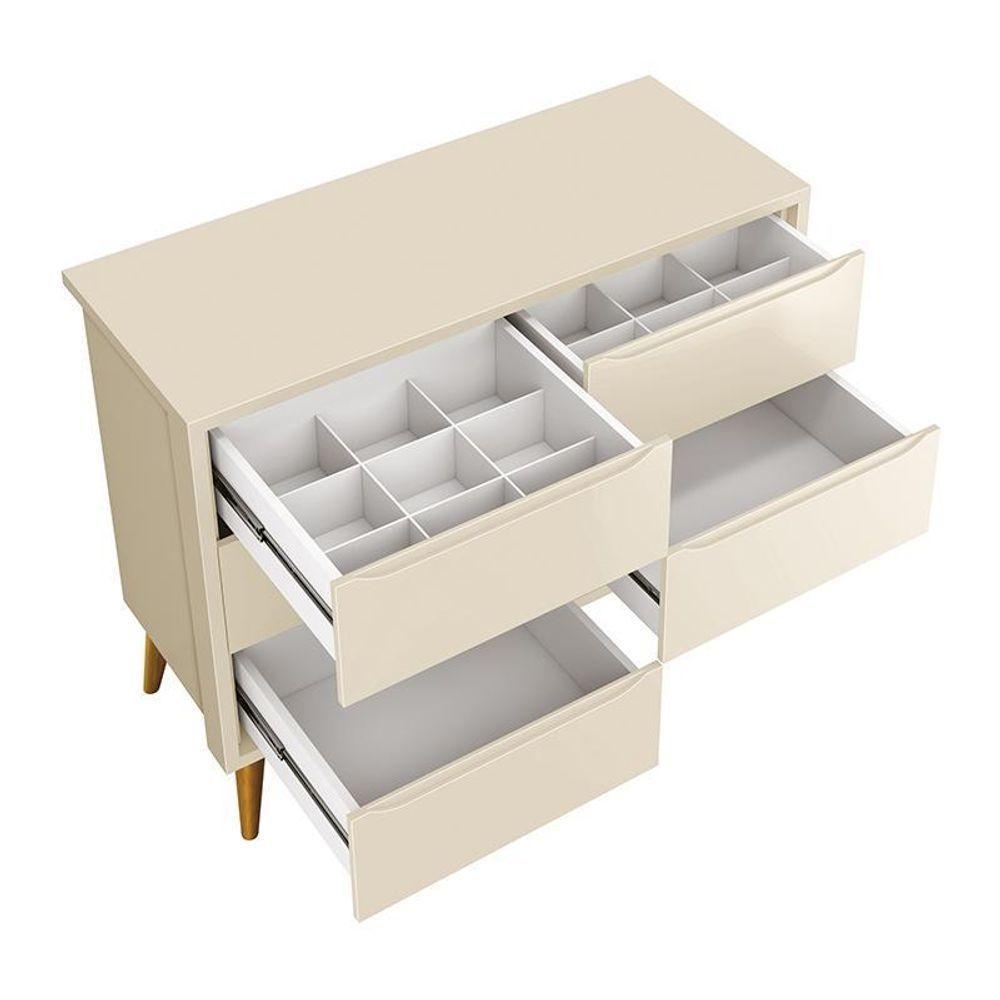 Jogo De Quarto Infantil Theo Cômoda 6 Gavetas E Berço Areia Fosco Com Pés Madeira Natural - Reller Móveis Areia Fosco - 4