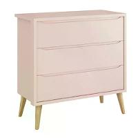 Jogo De Quarto Infantil Theo Cômoda 3 Gavetas E Berço Rosa Fosco Com Pés Madeira Natural - Reller Móveis Rosa Fosco - 2