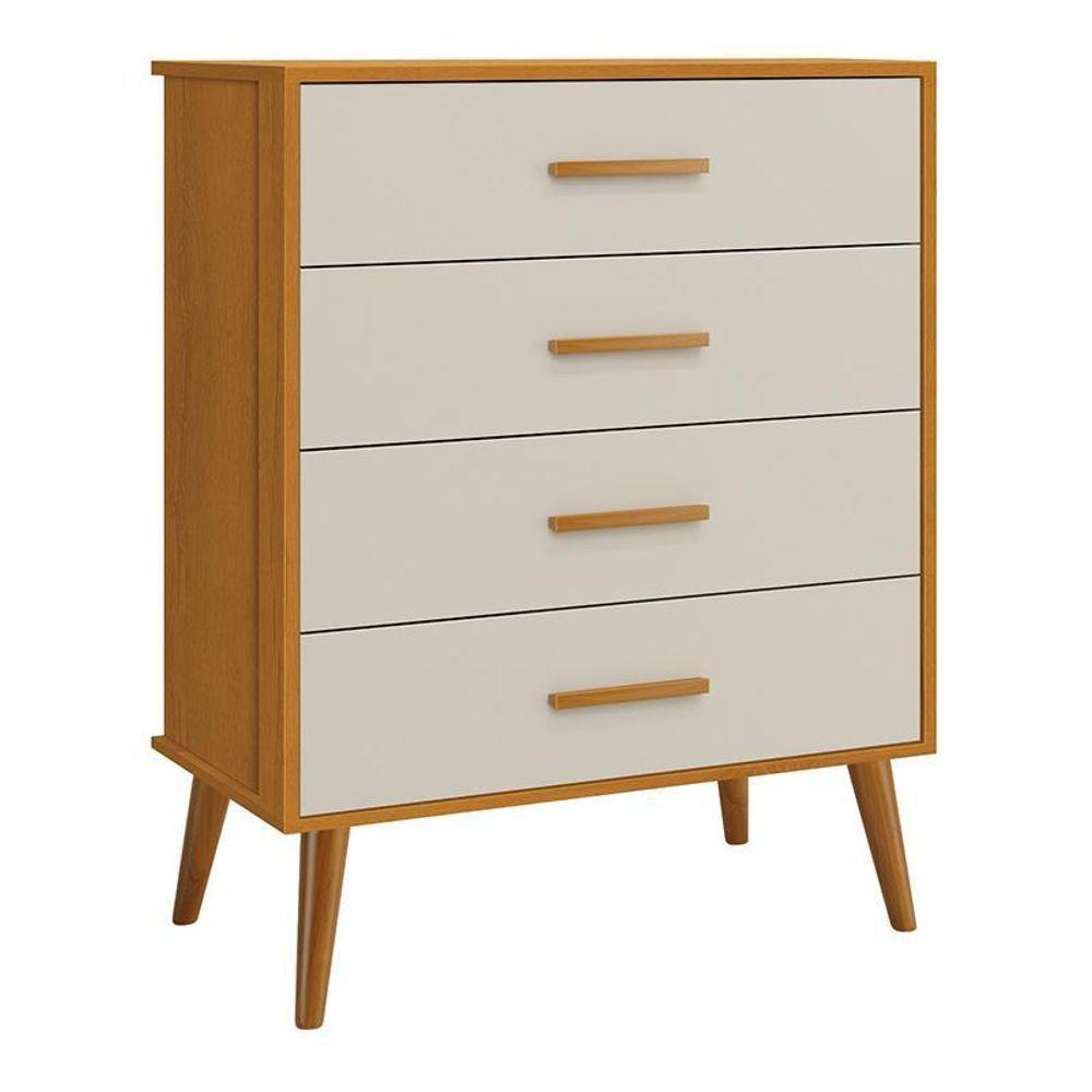 Dormitório Infantil Isis Guarda Roupa 4 Portas, Cômoda E Berço Areia Savana Com Colchão - Reller Móveis Areia Savana - 7