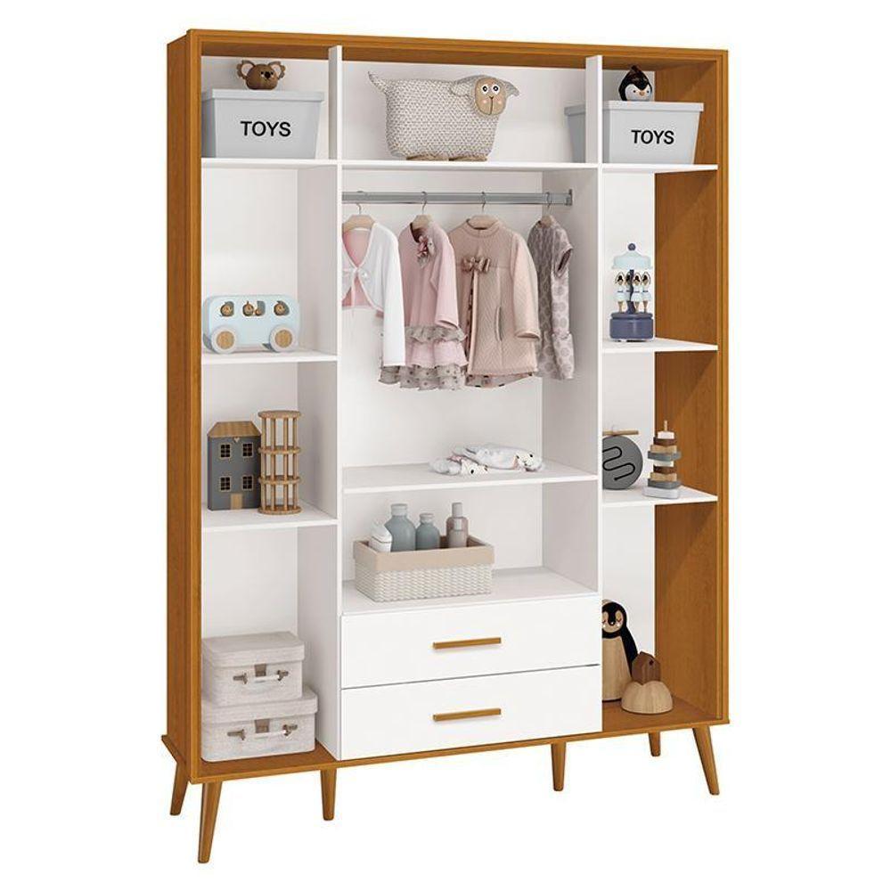 Dormitório Infantil Isis Guarda Roupa 4 Portas, Cômoda E Berço Branco Savana Com Colchão - Reller Móveis Branco Savana - 5