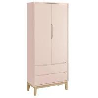 Jogo De Quarto Classic Guarda Roupa 2 Portas E Berço Rosa Fosco Com Pés Madeira Natural - Reller Móveis Rosa Fosco - 3
