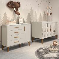 Jogo De Quarto Infantil Isis Cômoda 1 Porta E Berço Areia - Reller Móveis Areia - 6