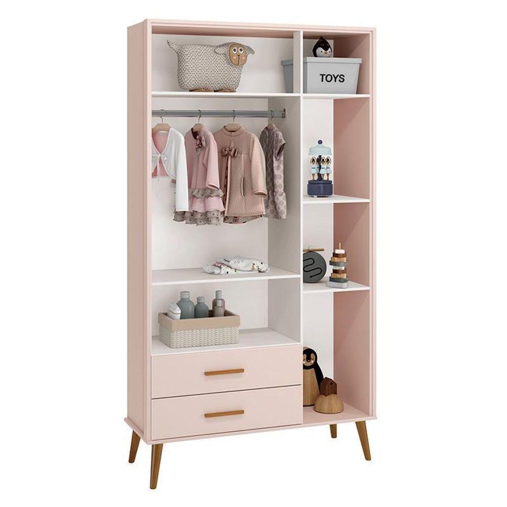 Dormitório Infantil Isis Guarda Roupa 3 Portas, Cômoda 1 Porta E Berço Rosa Com Colchão - Reller Móveis Rosa - 5