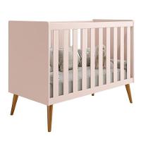 Dormitório Infantil Isis Guarda Roupa 3 Portas, Cômoda 1 Porta E Berço Rosa Com Colchão - Reller Móveis Rosa - 3