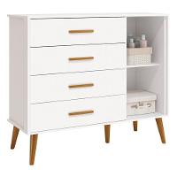 Dormitório Infantil Isis Guarda Roupa 4 Portas, Cômoda 1 Porta E Berço Branco Com Colchão D18 - Reller Móveis Branco - 7