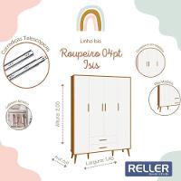 Jogo De Quarto Infantil Isis Guarda Roupa 4 Portas E Berço Branco Savana - Reller Móveis Branco Savana - 2