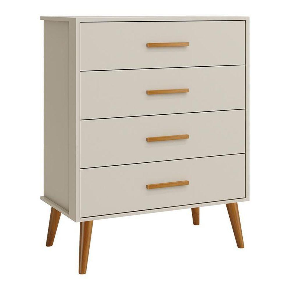 Dormitório Infantil Isis Guarda Roupa 4 Portas, Cômoda E Berço Areia Com Colchão D18 - Reller Móveis Areia - 4