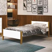Cama Solteiro Simba Branco Fosco Pés Amadeirado Com Colchão D33 - Reller Móveis Branco Fosco - 6