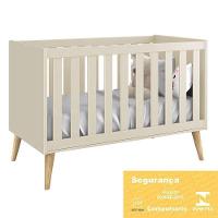 Berço Mini Cama Theo Areia Fosco Com Pés Madeira Natural - Reller Móveis Areia Fosco - 2