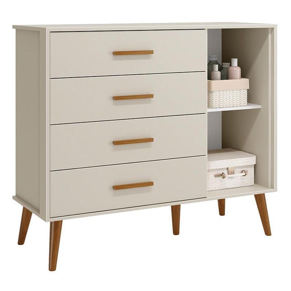 Dormitório Infantil Isis Guarda Roupa 3 Portas, Cômoda 1 Porta E Berço Areia Com Colchão D18 - Reller Móveis Areia - 7