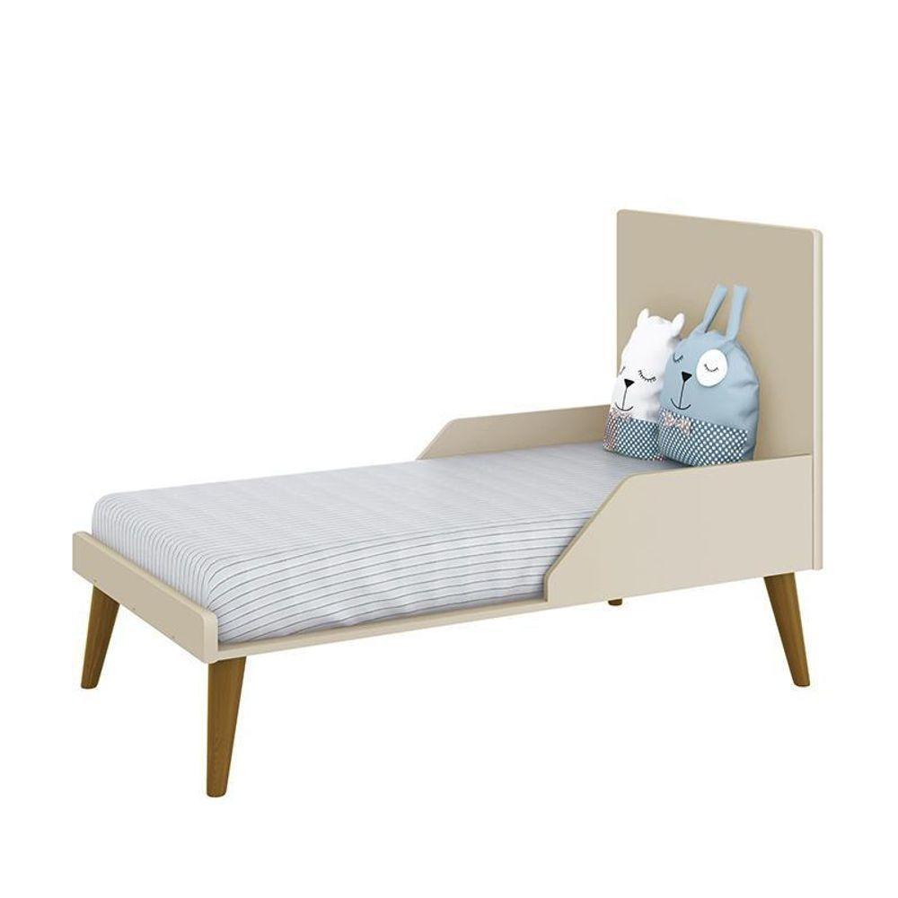 Berço Mini Cama Theo Retrô Areia Fosco Com Pés Amadeirado E Colchão D18 - Reller Móveis Areia Fosco - 4