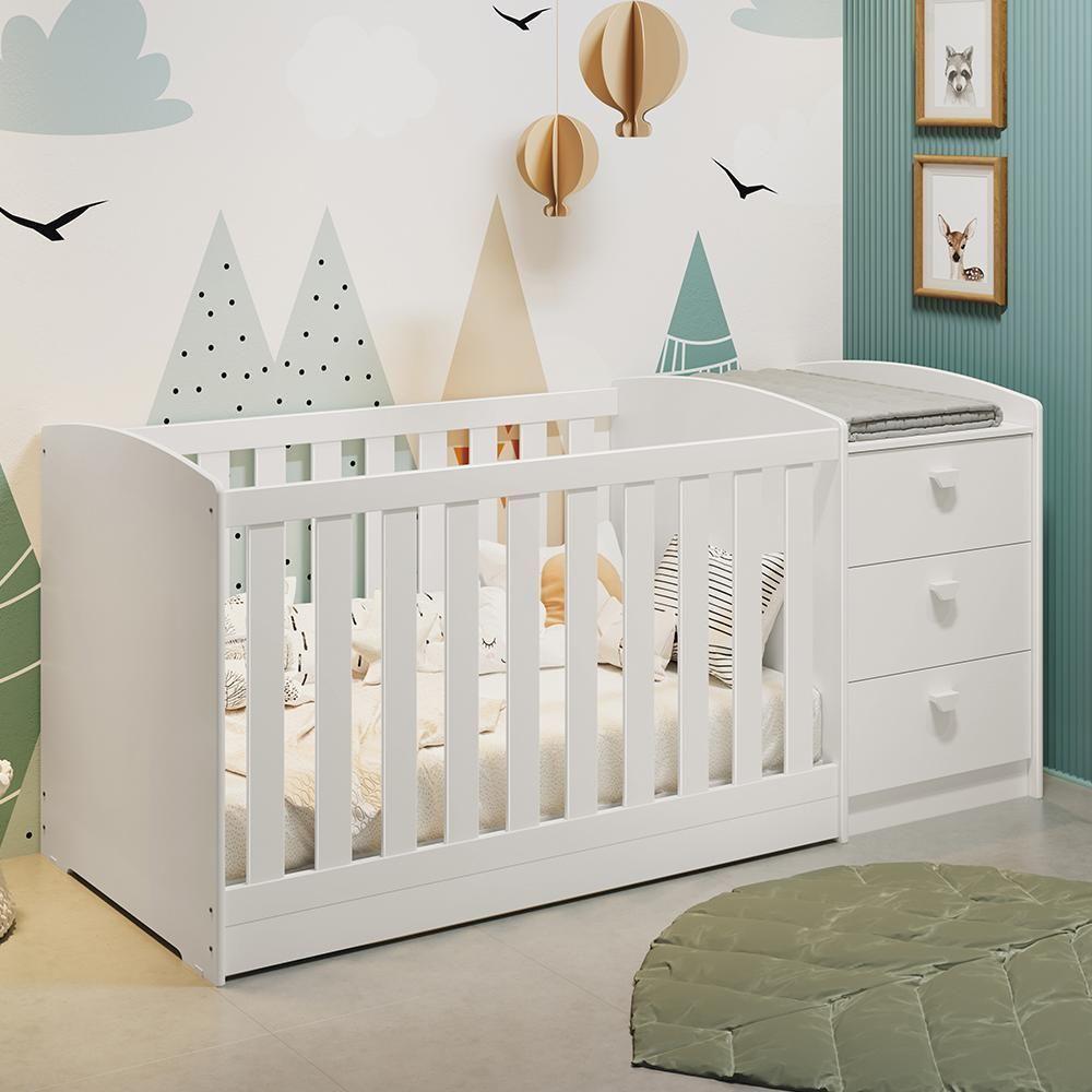 Berço Americano Multifuncional Atlanta Branco Fosco Com Colchão Supreme - Reller Móveis Branco Fosco - 6