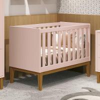 Berço Mini Cama Classic Rosa Fosco Com Pés Amadeirado E Colchão Supreme - Reller Móveis Rosa Fosco - 3