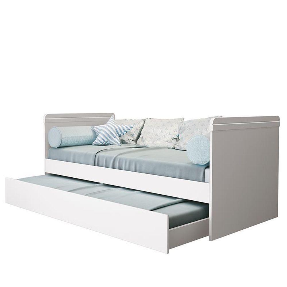 Cama Babá Com Auxiliar Nuth Branco Fosco E 2 Colchões Physical - Reller Móveis Branco Fosco - 1