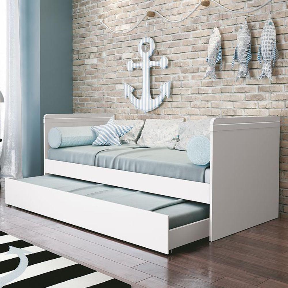 Cama Babá Com Auxiliar Nuth Branco Fosco E 2 Colchões Physical - Reller Móveis Branco Fosco - 4