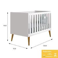 Berço Mini Cama Theo Retrô Branco Fosco Com Pés Amadeirado E Colchão D18 - Reller Móveis Branco Fosco - 3