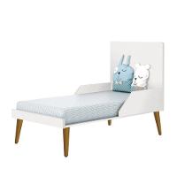 Berço Mini Cama Theo Retrô Branco Fosco Com Pés Amadeirado E Colchão D18 - Reller Móveis Branco Fosco