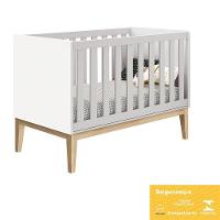 Berço Mini Cama Classic Branco Fosco Pés Madeira Natural Com Colchão D18 - Reller Móveis Branco Fosco - 2