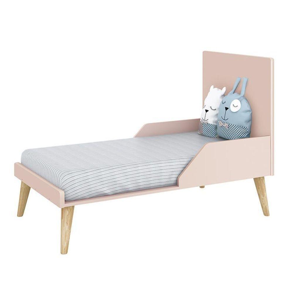 Berço Americano Theo Pés Madeira Natural Rosa Fosco Com Colchão D18 - Reller Móveis Rosa Fosco - 5
