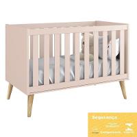 Berço Americano Theo Pés Madeira Natural Rosa Fosco Com Colchão D18 - Reller Móveis Rosa Fosco