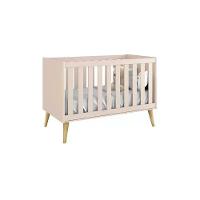 Berço Americano Theo Rosa Fosco Com Pés Madeira Natural E Colchão D18 - Reller Móveis Rosa Fosco - 3