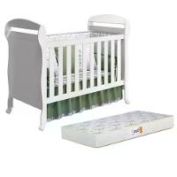 Berço Mini Cama Danny Branco Fosco Com Colchão D18 De 10cm - Reller Móveis Branco Fosco - 1