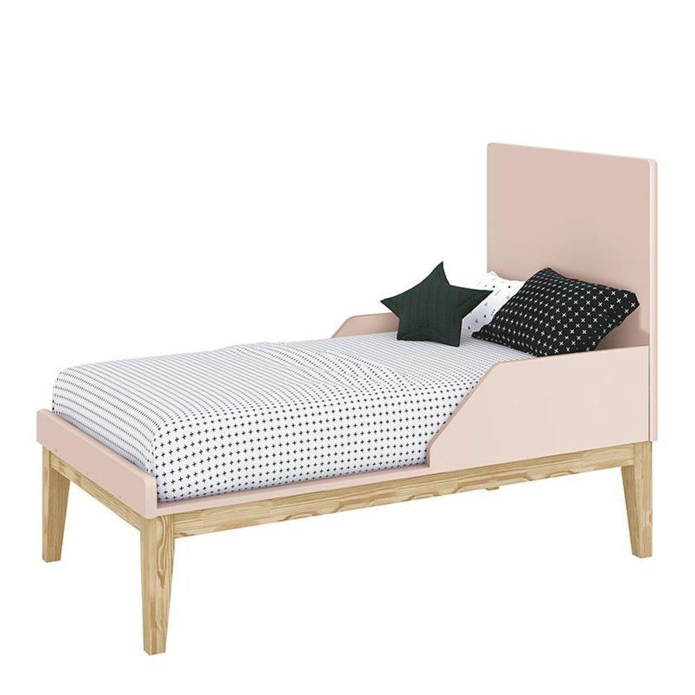 Berço Mini Cama Classic Rosa Fosco Pés Madeira Natural Com Colchão D18 - Reller Móveis Rosa Fosco - 6