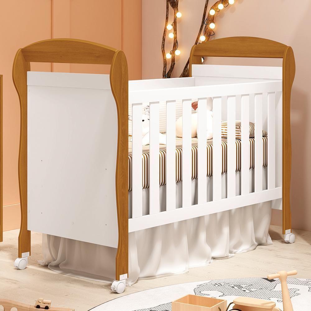 Berço Mini Cama Danny Branco Savana Com Colchão D18 De 10cm - Reller Móveis Branco Savana - 5