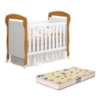 Berço Mini Cama Danny Branco Savana Com Colchão D18 De 10cm - Reller Móveis Branco Savana - 1