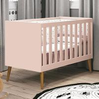 Berço Americano Theo Rosa Fosco Pés Amadeirado Com Colchão D18 - Reller Móveis Rosa Fosco - 6