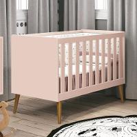 Berço Mini Cama Theo Retrô Rosa Fosco Com Pés Amadeirado - Reller Móveis Rosa Fosco - 2