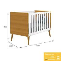 Berço Mini Cama Theo Retrô Branco Savana Com Pés Amadeirado E Colchão D18 - Reller Móveis Branco Savana - 3