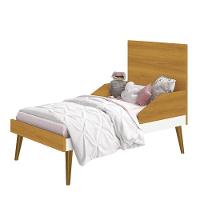 Berço Mini Cama Theo Retrô Branco Savana Com Pés Amadeirado E Colchão D18 - Reller Móveis Branco Savana