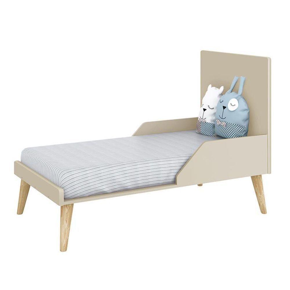 Berço Americano Theo Pés Madeira Natural Areia Fosco Com Colchão D18 - Reller Móveis Areia Fosco - 5