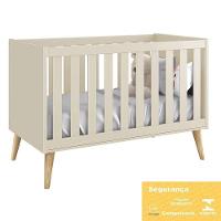 Berço Americano Theo Pés Madeira Natural Areia Fosco Com Colchão D18 - Reller Móveis Areia Fosco