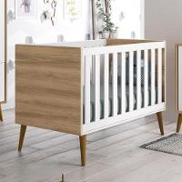 Berço Mini Cama Theo Retrô Branco Fosco Mezzo Com Pés Amadeirado E Colchão D18 - Reller Móveis Branco Fosco Mezzo - 5
