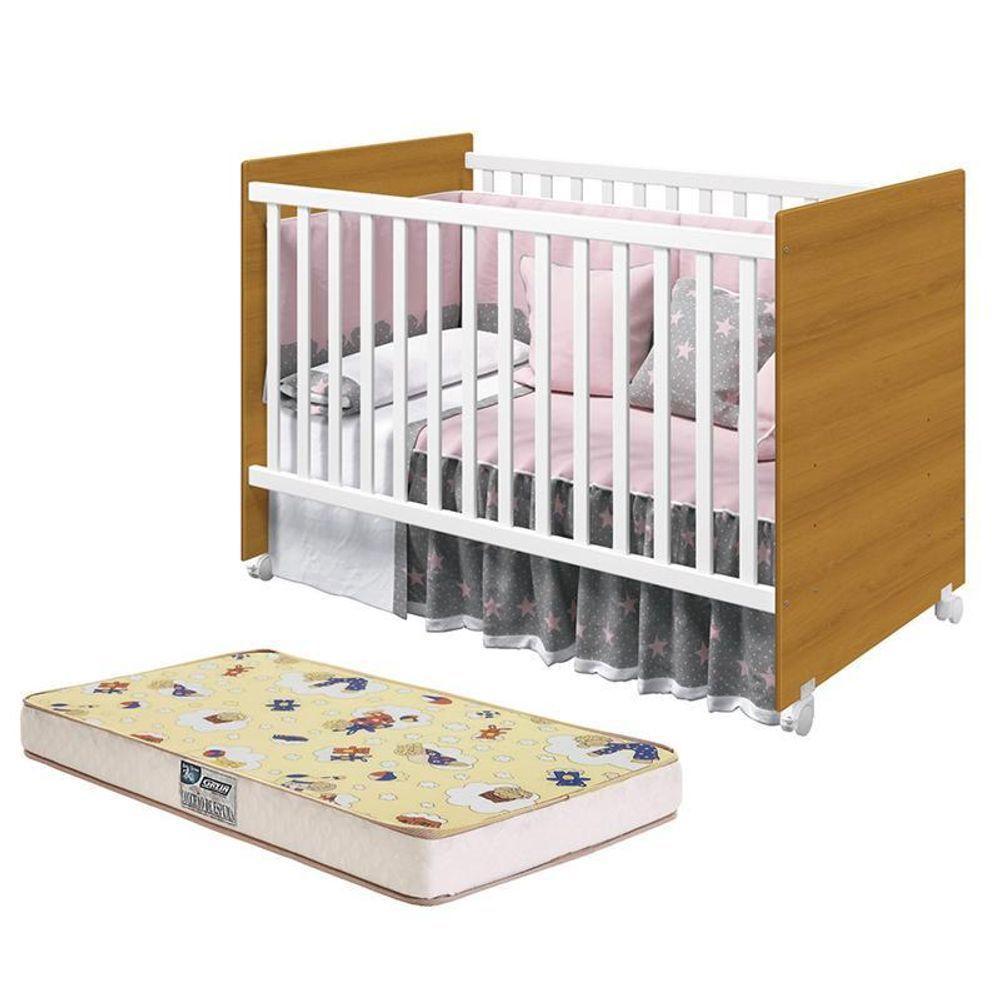 Berço Tico Branco Savana Com Colchão Supreme - Reller Móveis Branco Savana - 1